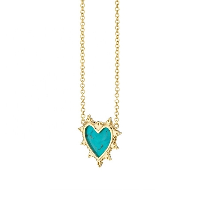 Chaîne en argent sterling 925 bijoux diamant et cœur turquoise