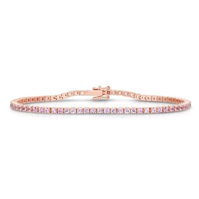 925 Sterling Silver Classic 2mm Rose Rose Pave Cube Zircon Bracelet de tennis pour fille