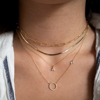 Collier en or plaqué S925 Cercle en argent Collier CZ Collier pour femmes 925 Sterling Silver