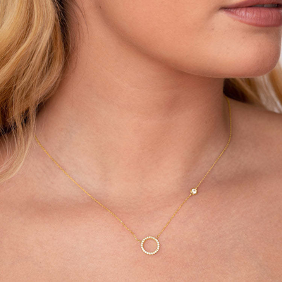 Collier en or plaqué S925 Cercle en argent Collier CZ Collier pour femmes 925 Sterling Silver