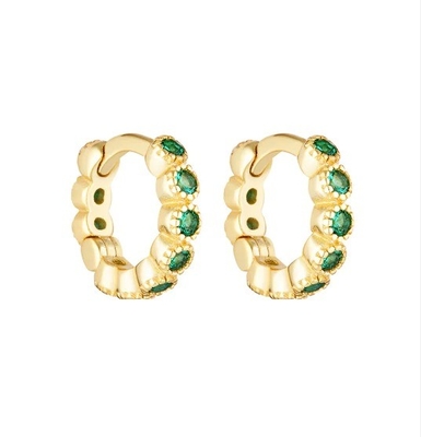 18K or plaqué bébé émeraude CZ Huggie boucles d'oreilles pour les filles bijoux de tous les jours