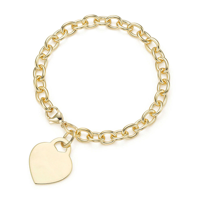 Le charme de cœur en argent 925 pour homme, un bracelet pour un look sophistiqué 15x15mm