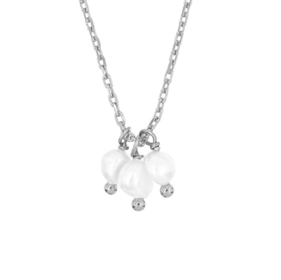 925 Sterling argent trois perles d'eau douce charme pendentif collier pour femmes 16 " 1" 1
