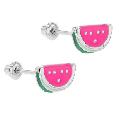 En argent rose et vert émail Mélon d'eau Les enfants vissent l'oreille pour les cadeaux d'occasion
