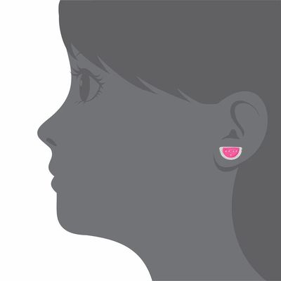 En argent rose et vert émail Mélon d'eau Les enfants vissent l'oreille pour les cadeaux d'occasion