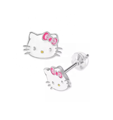 Des boucles d'oreilles en émail pour filles en argent sterling 925