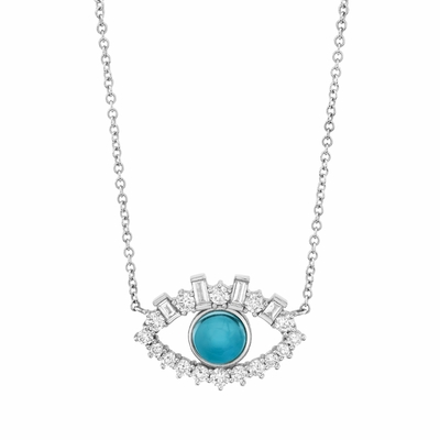 Baguette plaquée en or 18K Zircon cubique 925 Sterling Argent Collier de mauvais œil féminin