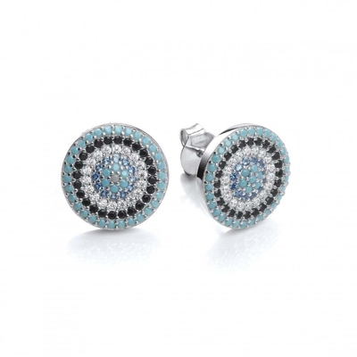 Cercle ZIRCON 18K plaqué en or artisanal Micron Pave CZ Eye Turkiye Design Stud Boucle d'oreille 925 Sterling Silver