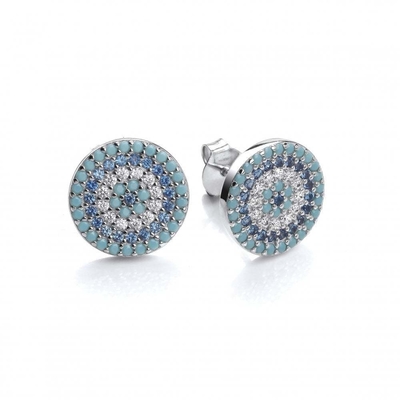 Cercle ZIRCON 18K plaqué en or artisanal Micron Pave CZ Eye Turkiye Design Stud Boucle d'oreille 925 Sterling Silver