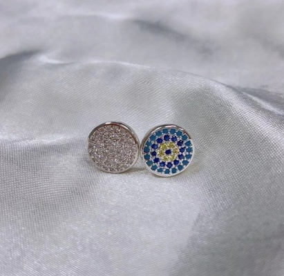 Cercle ZIRCON 18K plaqué en or artisanal Micron Pave CZ Eye Turkiye Design Stud Boucle d'oreille 925 Sterling Silver