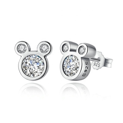 Évaluation par une tierce partie Certifié Jeux pour enfants bijoux 925 Sterling Silver Mouse Earrings