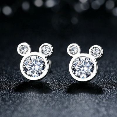 Évaluation par une tierce partie Certifié Jeux pour enfants bijoux 925 Sterling Silver Mouse Earrings