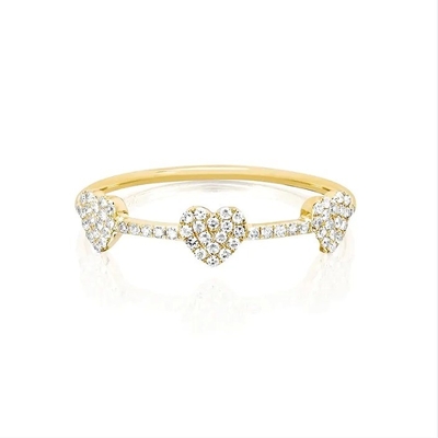 18K or plaqué 925 Sterling Silver 3 Micro Pave Ringe de cœur pour les femmes et élégant