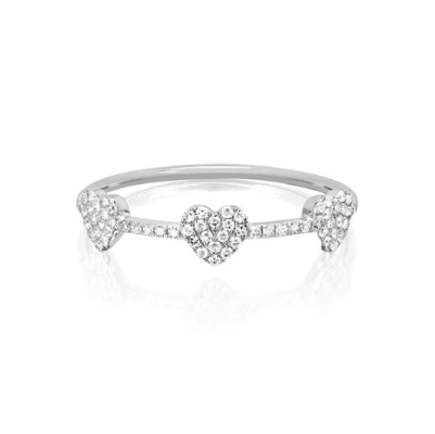 18K or plaqué 925 Sterling Silver 3 Micro Pave Ringe de cœur pour les femmes et élégant
