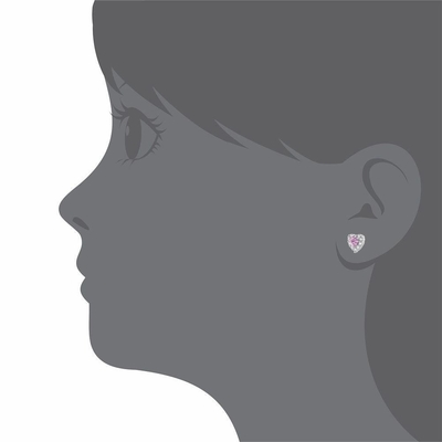 Cœur doré rose rose CZ à vis à l' arrière Boucles d'oreilles pour enfants en argent sterling 925