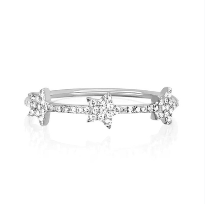 18K plaqué en or Argent CZ Anneaux de déclaration d'étoile pour femmes Micro Pave Setting Certifié