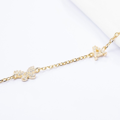 Collier Mini 18K Or Blanc Micron Pave CZ Papillon 925 Collier en argent sterling
