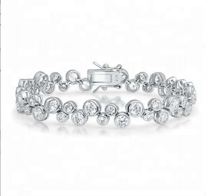 Bracelet de tennis en argent sterling 925 avec option de réglage en pierre blanche CZ et bézel
