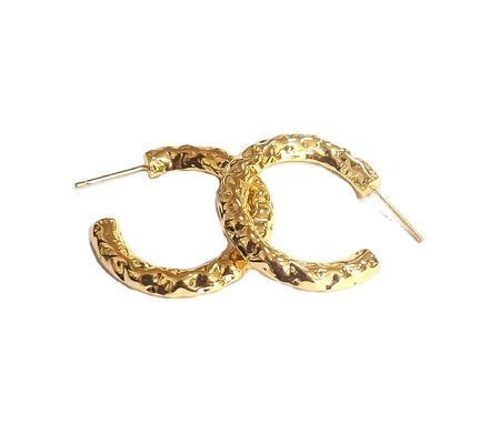 ODM 18K Boucles d'oreilles en or tubulaire en or jaune plaqué Boucles d'oreilles tubulaires
