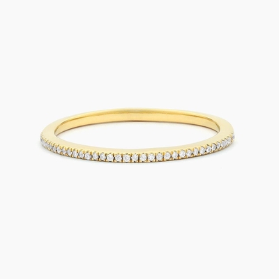 Article chaud 18K or plaqué demi-éternité empilable 925 argent sterling bague de musique féminine