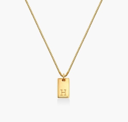 Baguette 18K Collier d'or personnalisé Collier en laiton fait à la main