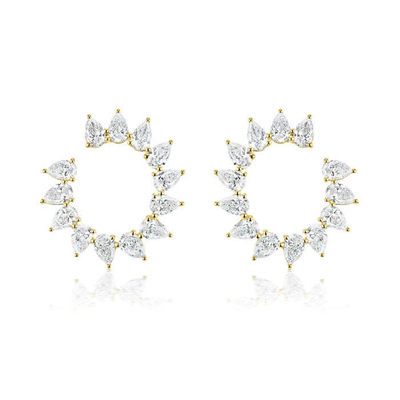 Des boucles d'oreilles en rhodium en forme de demi-cercle pour femmes