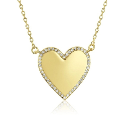 Collier de cœur blanc CZ 16 " Collier de cœur d'amour personnalisé