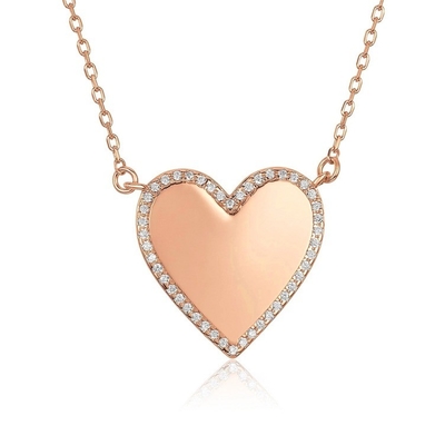 Collier de cœur blanc CZ 16 " Collier de cœur d'amour personnalisé
