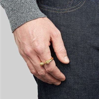 Anneau à tête de lion pour homme réglable 18K Or Taille 5 - Taille 10 Anneau de lion en laiton