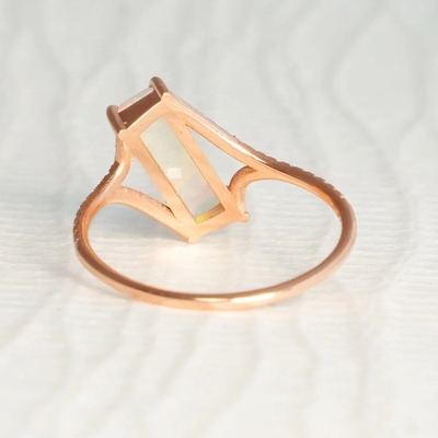 Baguette coupée Opal Snow Track Ring Taille 4 Taille 10 925 Argent Sterling