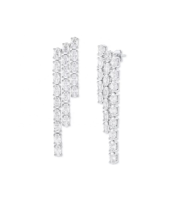 Tennis ovale Boucles d'oreilles en zircon blanc pour femmes bijoux de luxe