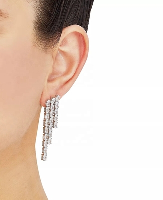 Tennis ovale Boucles d'oreilles en zircon blanc pour femmes bijoux de luxe