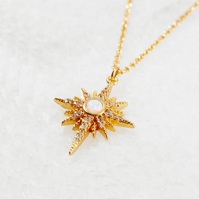 Collier en or opal plaqué collier Starburst collier en argent