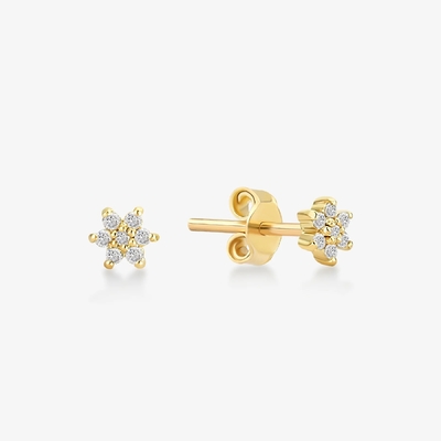 925 argent sterling ornementé à la main 18K plaqué simplement blanc CZ fleur boucle d'oreille magnétique