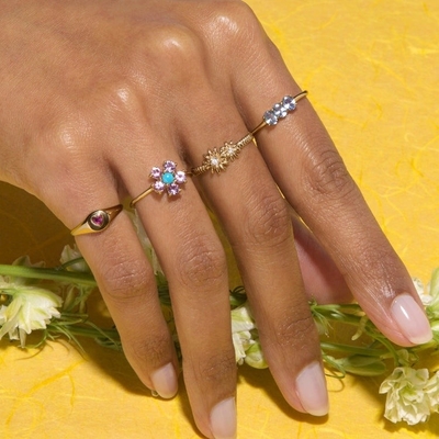Mode or plaqué 925 Sterling Silver Daisy CZ anneau accessoire d'élégance féminine