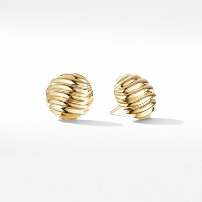 OEM Boucles d'oreilles sculptées en câble 18K plaqué en or Boucles d'acier inoxydable