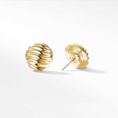 OEM Boucles d'oreilles sculptées en câble 18K plaqué en or Boucles d'acier inoxydable
