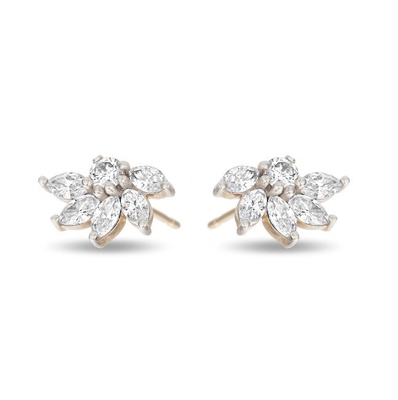 925 Boucles d'oreilles en argent à fleurs OEM CZ Boucles d'oreilles en argent plaqué