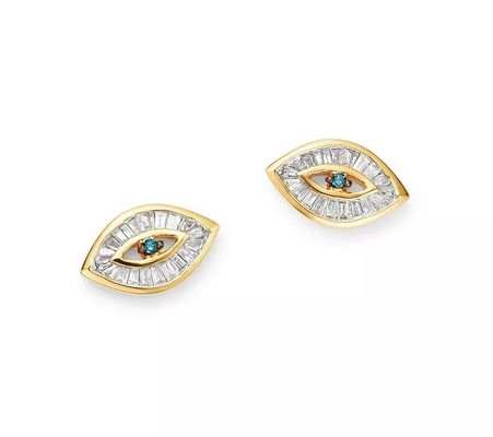 Pierre bleue blanche cube zirconie oreille boucles de baguette coupé 925 argent sterling