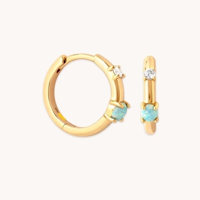 Mystic 18K plaqué or Opal Boucles 925 Sterling Silver Les dernières Huggies Boucles d'oreilles de mode