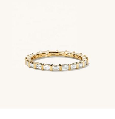 L'anneau blanc CZ 925 argent sterling baguette de l'éternité