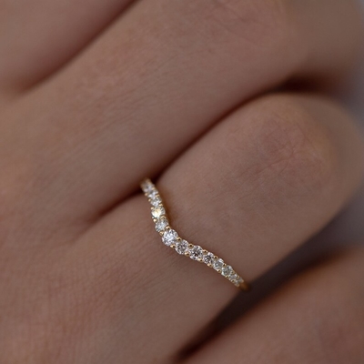 925 argent sterling courbé diamant CZ bague de fiançailles