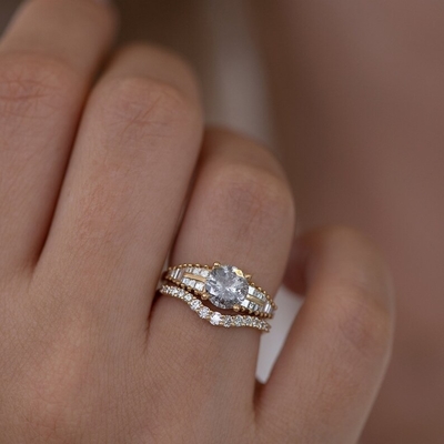 925 argent sterling courbé diamant CZ bague de fiançailles