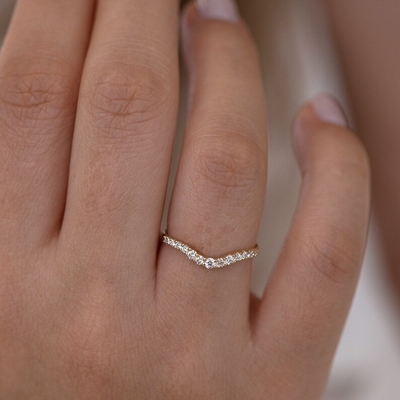 925 argent sterling courbé diamant CZ bague de fiançailles