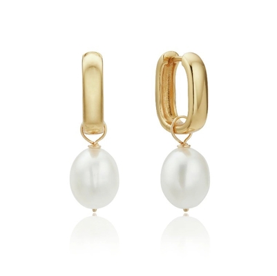 S925 Boucles d'oreilles en argent épais carrées à crochet d'eau douce