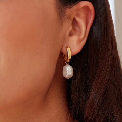 S925 Boucles d'oreilles en argent épais carrées à crochet d'eau douce