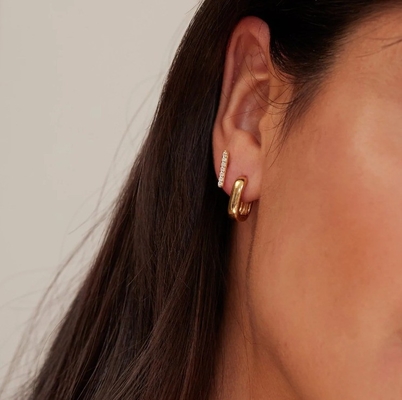 S925 Boucles d'oreilles en argent épais carrées à crochet d'eau douce