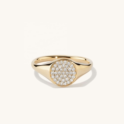 OEM ODM Pour Hommes Anneaux de Signet D'Or 14K Pour Femmes Anneaux D'Or Zircon Personnalisés