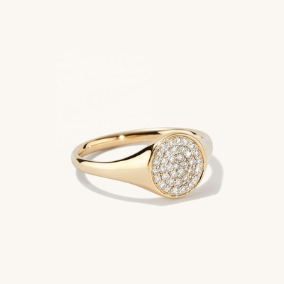 OEM ODM Pour Hommes Anneaux de Signet D'Or 14K Pour Femmes Anneaux D'Or Zircon Personnalisés