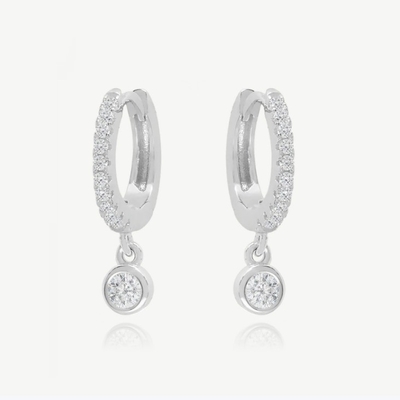 18K plaqué en or S925 argent Mini Huggies Single Bezel Hoops pierre Boucles d'oreilles pour femmes